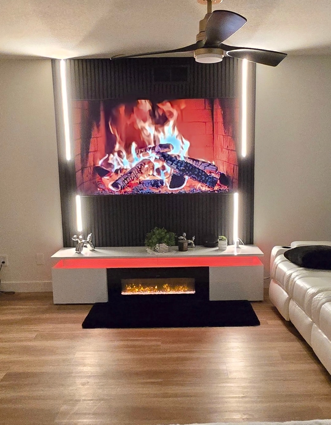 Modern fireplace and TV wall mount